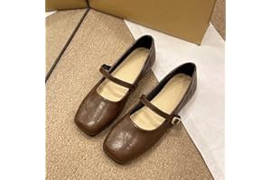 Women's Mary Jane Flats - Closed Square Toe Comfortable Slip-On Dressy Ballet Shoes
