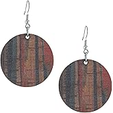 MINACHI Bohemian Vintage Style Geometric Blue and Red Dangle Earrings, Ethnic Jewelry for Women