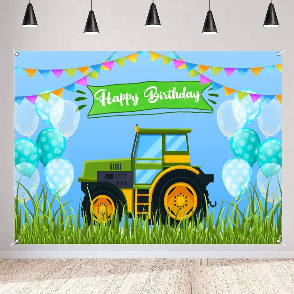 Tractor Theme Birthday Decorations Farm Happy 1 2 3 4 5 6 Birthday Background Backdrop Boys Kids Bitrhday Party Photo Booth Props, 150cm x 90cm