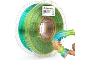 AMOLEN TPU 3D Printer Filament, Transparent Multicolor Rainbow TPU 1.75mm, Color Change Flexible Soft TPU 3D Printing Filament Supports High Speed, 1kg Spool(2.2lbs), Blue Green Orange