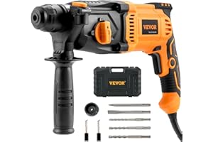 VEVOR 1 Inch SDS-Plus Rotary Hammer Drill, 8 Amp Corded Drills, Heavy Duty Chipping Hammers w/Safety Clutch, Electric Demolition Hammers, Taladro Rotomartillo, Power Tool For Concrete