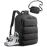 BAGSMART 35L Travel Backpack Women, 17.3 Inch Carry On Backpack Flight Approved, Personal Item Backpack Travel Bag, Water Resistant Casual Daypack, Black