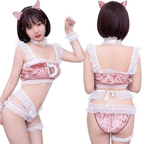 Amazon Senmhs 猫コスプレ セクシー ランジェリー ベビードール キャット セクシー コスプレ キャット コスチューム かわいい 萌え萌え 胸あき 肉球 ネコ耳カチューシャ ピンク コスプレ 仮装 通販