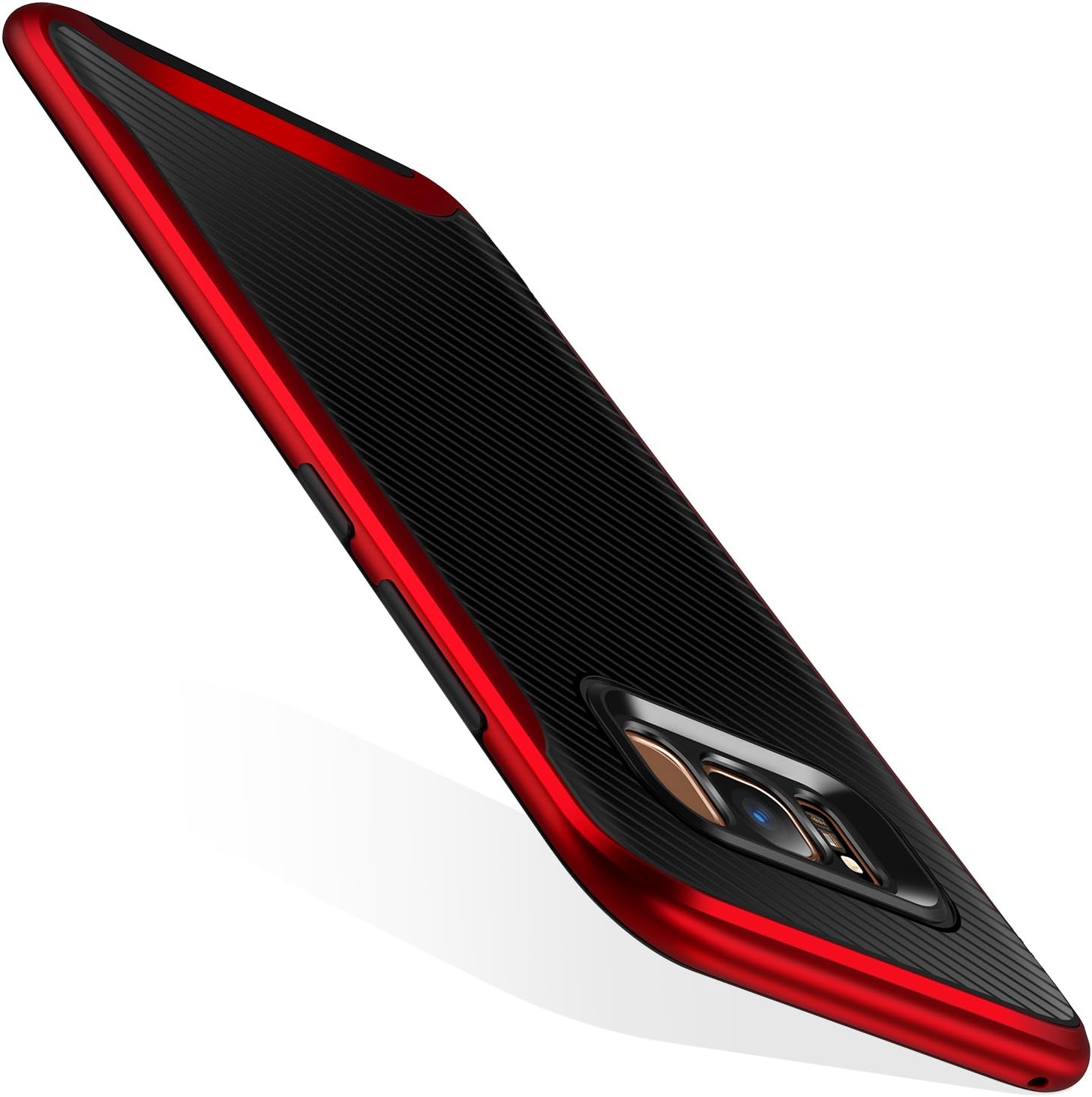 Galaxy S8+ Plus Case, TORRAS 2 in 1 Hybrid Anti Fingerprint Slim Fit Soft TPU Rubber Cover with Hard Plastic Bumper Scratch Resistant Phone Case for Samsung Galaxy S8+ Plus, Black/Red Edge