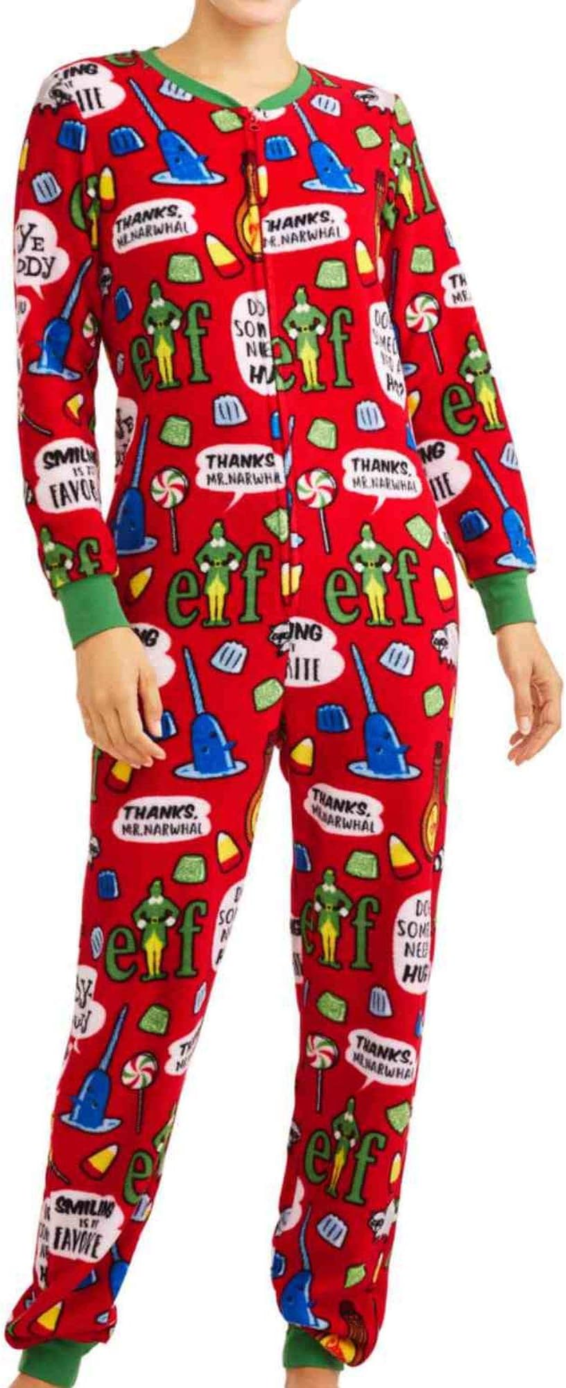 Elf Womens Christmas Union Suit Pajamas Drop Seat Pjs Lounge