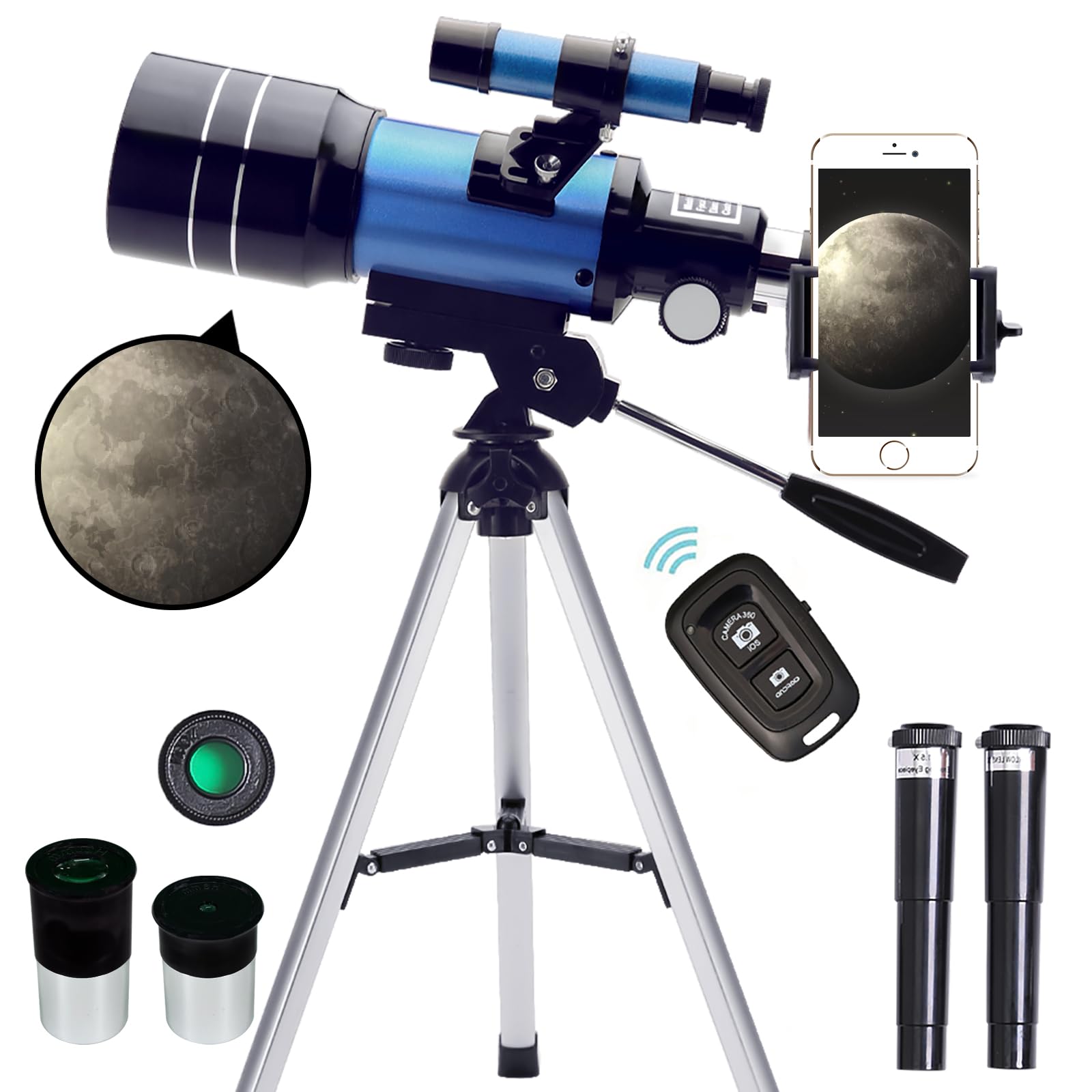 Photo 1 of ToyerBee Telescope for Adults & Kids, 70mm Aperture (15X-150X) Portable Refractor Telescopes for Astronomy Beginners, 300mm Professional Travel Telescope with A Smartphone Adapter& Wireless Remote