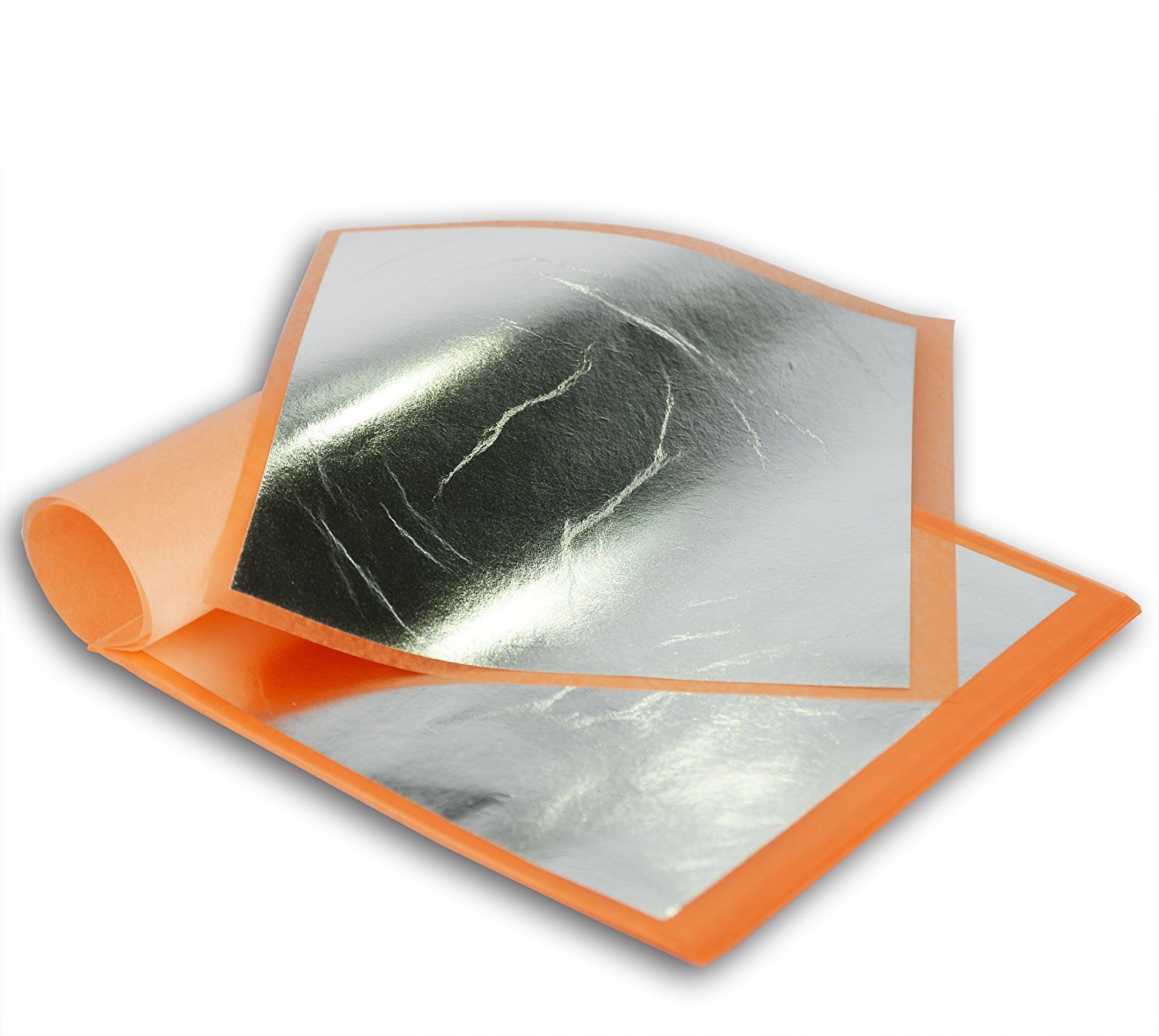 Imitation Silver Leaf Sheets - Made from Aluminum - 25 Sheets - 5.5 inches Booklet - Transfer Patent Leaf