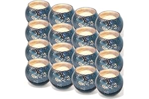 DerBlue 16Pcs Round Mercury Glass Votive Candle Holders for Wedding Centerpieces, Valentines Dinner, Garden Tub and Any Theme Events (Navy Blue)