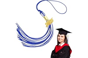 QOIUSO 2025 Blue White Graduation Tassel: Tassel for Graduation Cap 2025, Class of 2025 Graduation Cap Decorations, Charm Ceremonies Accessories for Graduates - 1 PCS with Gold Date