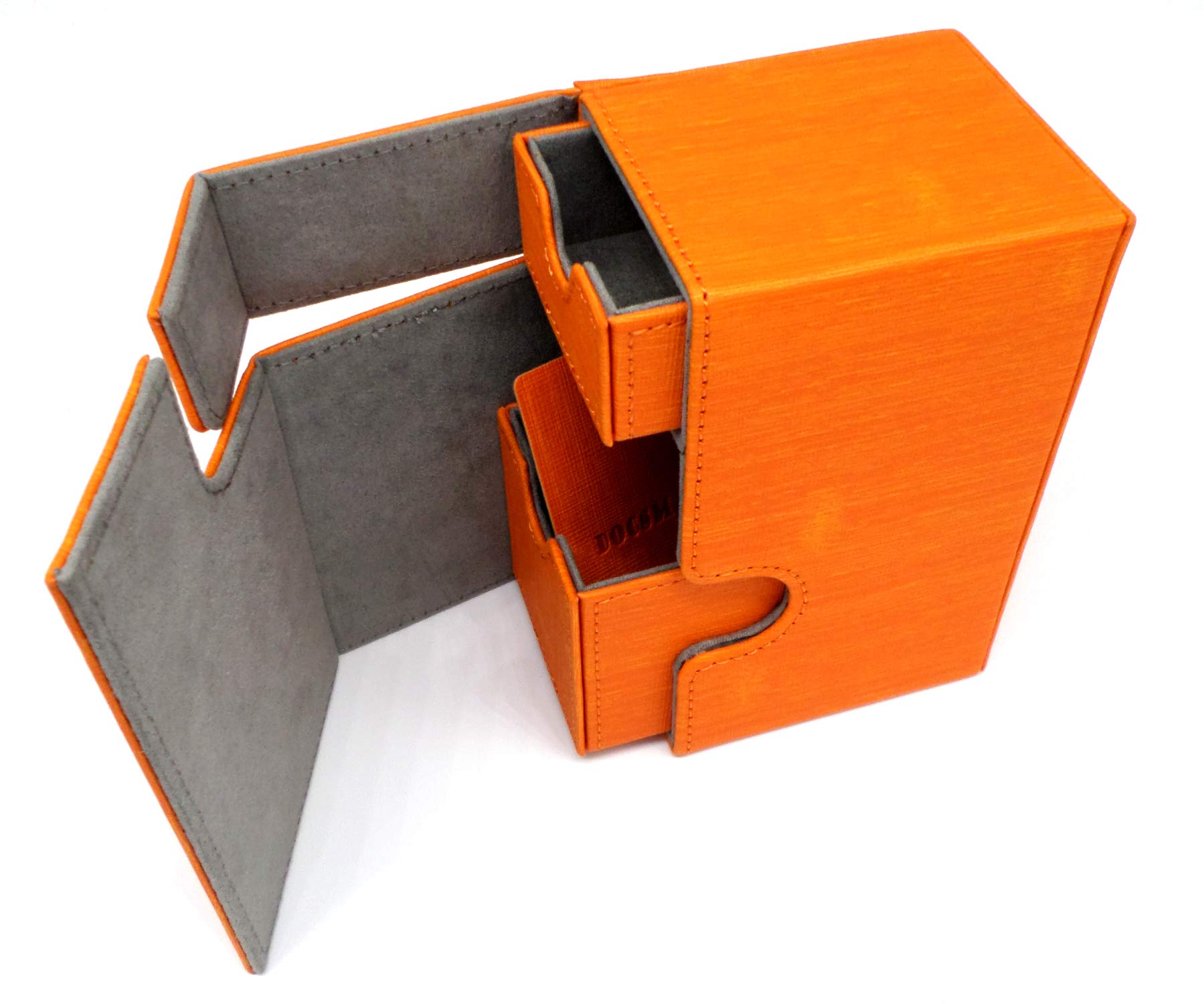 docsmagic.de Premium Magnetic Tray Box (80) Orange + Deck Divider - MTG - PKM - YGO