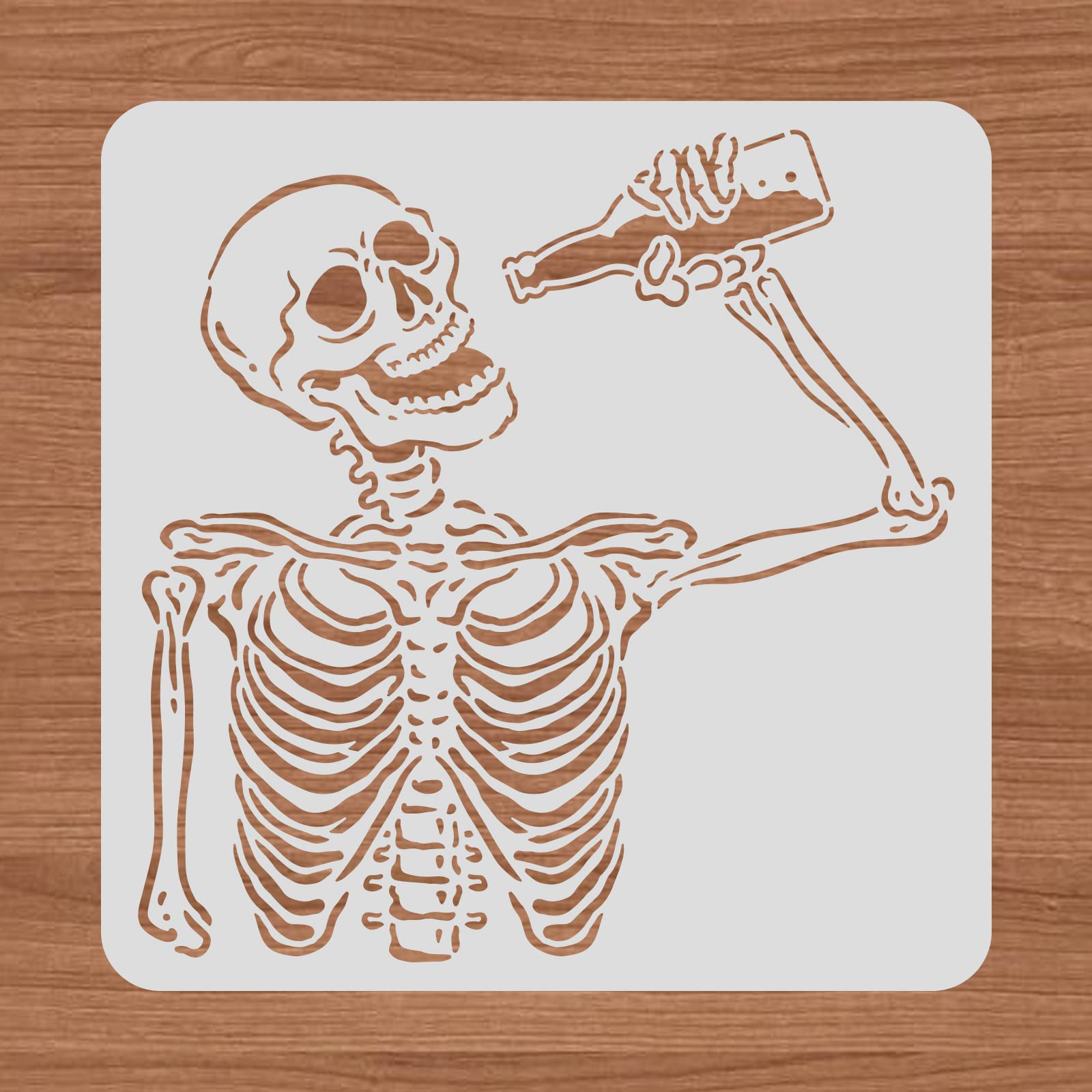 BENECREAT Skull Pattern Drawing Painting Stencils, 30x30cm Beer Festival Themed Plastic Stencil Templates for Diary Scrapbook DIY Craft, Wall Floor Decoration