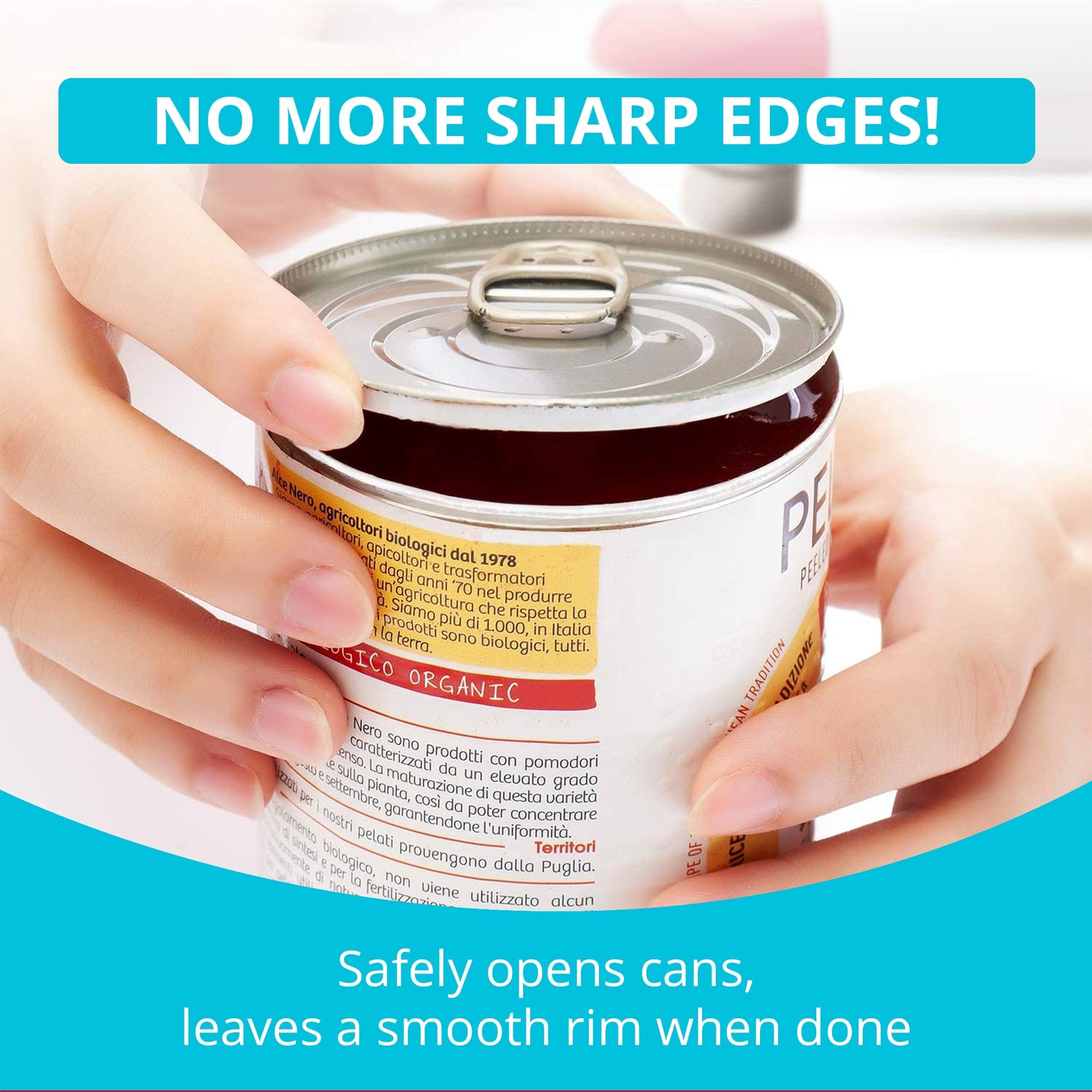 Kitchen Mama Auto Electric Can Opener : Open Your Cans with A Simple Press of Button - Automatic, Hands Free, Smooth Edge, Food-Safe, Battery Operated, YES You CAN (Sky Blue)