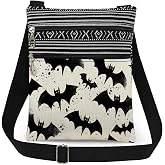 XiaoGalaee Halloween Crossbody Bag Halloween Themed Gift Purse for Adults | Halloween Theme Feature Witch Ghost Pumpkin Witch Hat Bats Black Cat Jack O Lantern Candy Skull Patterns for Festive Handbag