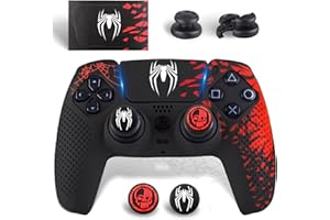SoAegis Spider Silicone PS5 Controller Skin Set, Thumb Grip Caps & Elevated Base, Controller Cover with Textured Grip for PS5 DualSense Wireless