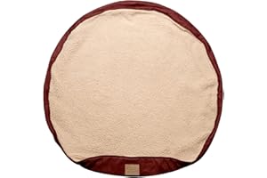 Floppy Dawg Universal Round Dog Bed Replacement Cover. Removable and Machine Washable Cover for Donut and Round Beds. Large 36W. Brown with Beige Top