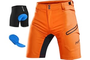 Nepest Mens Mountain Bike Shorts 3D Padded MTB Bicycle Riding Cycling Short Padding Liner Baggy Quick Dry,Zip Pockets