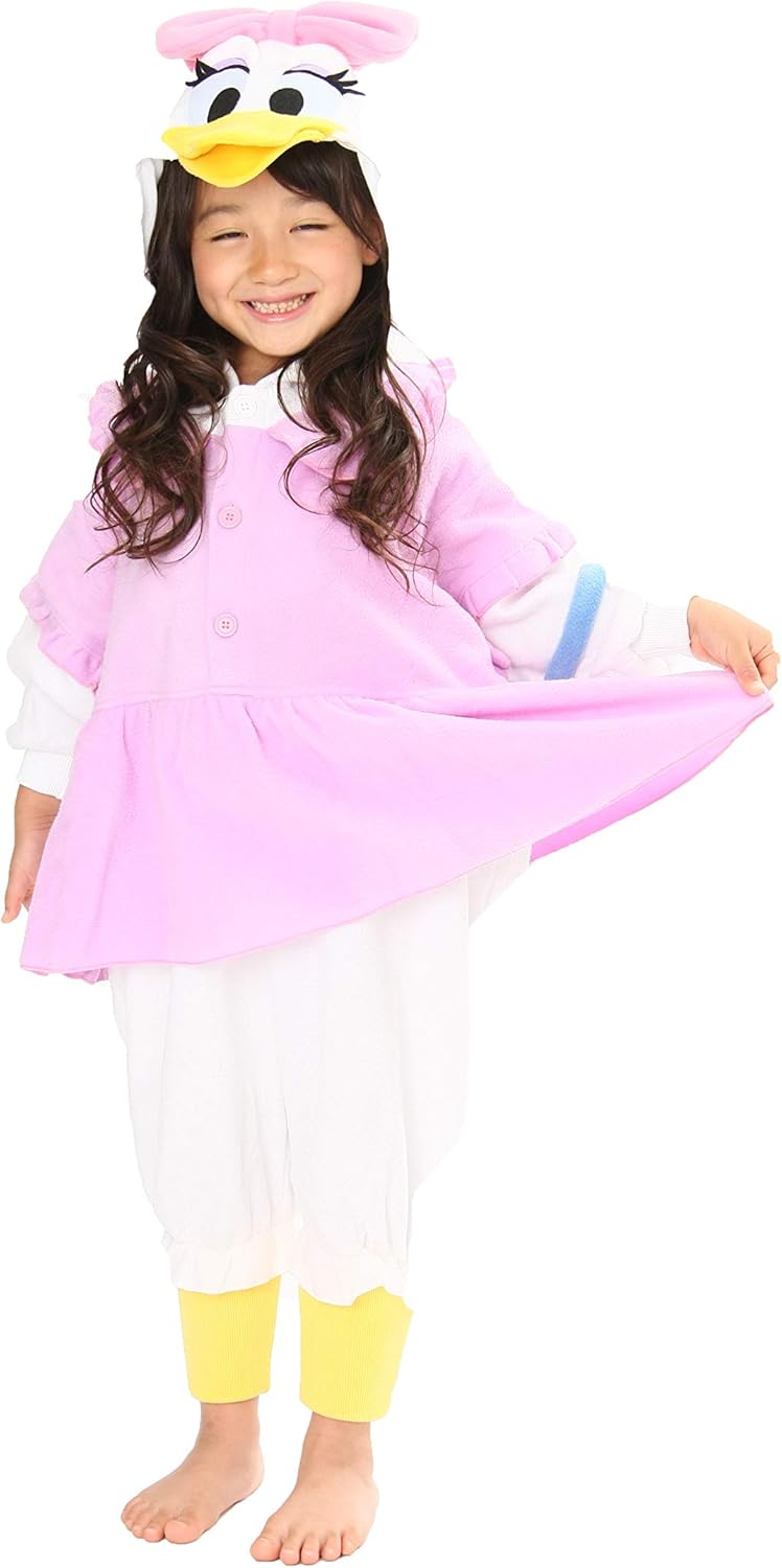 Amazon フリース着ぐるみ子供用 ディズニー デイジー お祭り イベント コスプレ 文化祭 部屋着 パジャマにも 110 キッズコスチューム おもちゃ