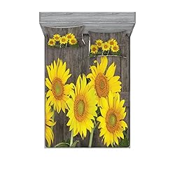 Ambesonne Sunflower Fitted Sheet & Pillow Sham