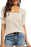 Bodosalia Womens Puff Short Sleeve Pullover Sweater