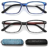 RaoOG Reading Glasses for Men with Spring hinges 1.25 Lightweight Computer Readers with Blue Light Protection and Case