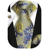 Enlision Ties for Men Floral Tie Handkerchief Cufflinks Set Formal Flower Classic Mens Necktie & Pocket Square Wedding