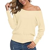Feiersi Women's Off Shoulder Sweater Long Sleeve Loose Pullover Knit Jumper
