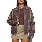 EVALESS Leather Jacket Women Faux Motorcycle Coats Fashion Oversized Bomber Zip Up Jackets Trendy Fall Winter Outfits 2025