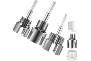 Otoolling 3 Pcs Pipe Thread Cutting Tool, Integrated Internal & External Pipe Threading Tool, Electric Drill Compatible PVC Tube Threader Kit, 1/2", 3/4", 1'' Tube Sizes Rethreading Kit (3 Sizes)