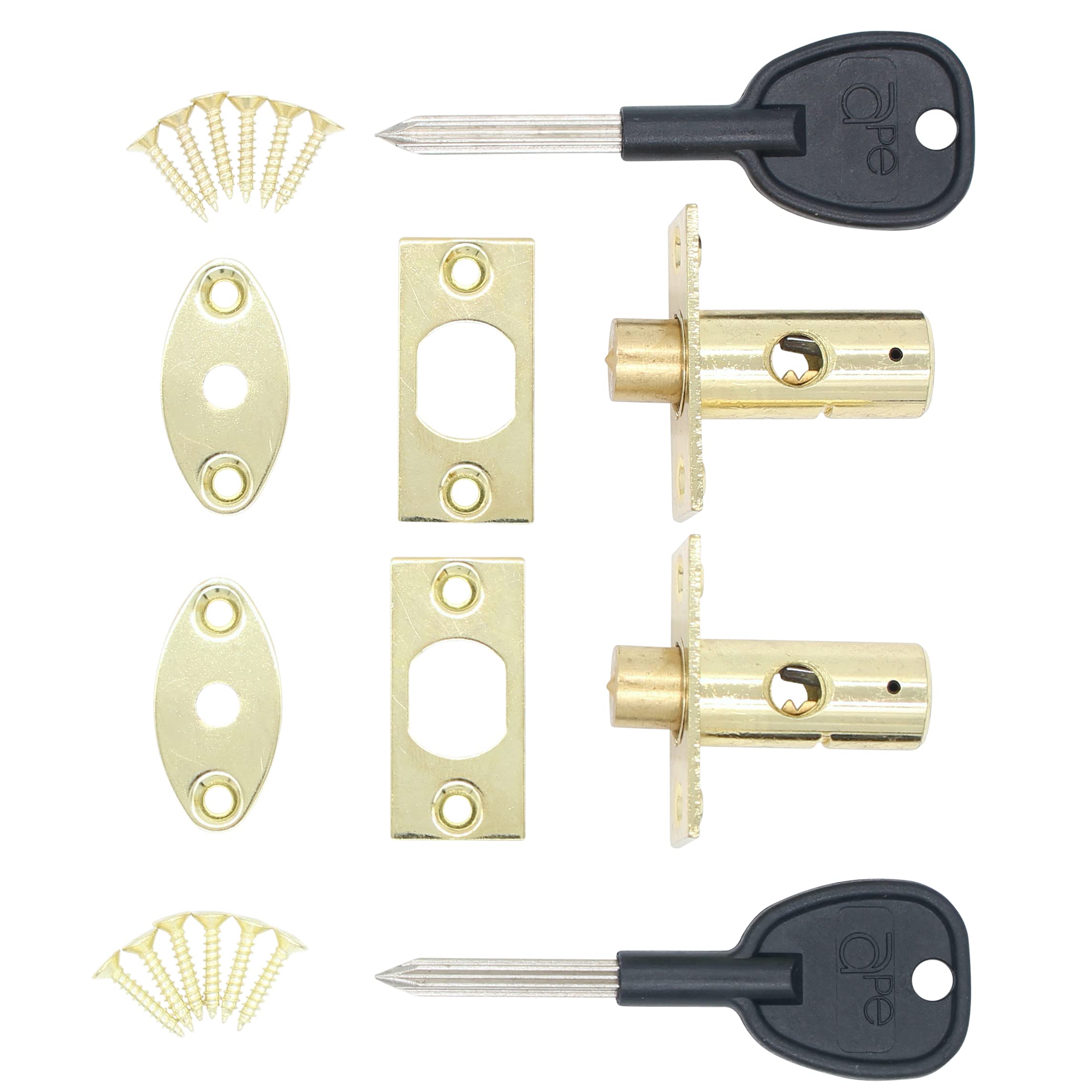 Window Security Mortice Rack Bolts | Pack of 2 Bolts with 2 Star Keys | Brass