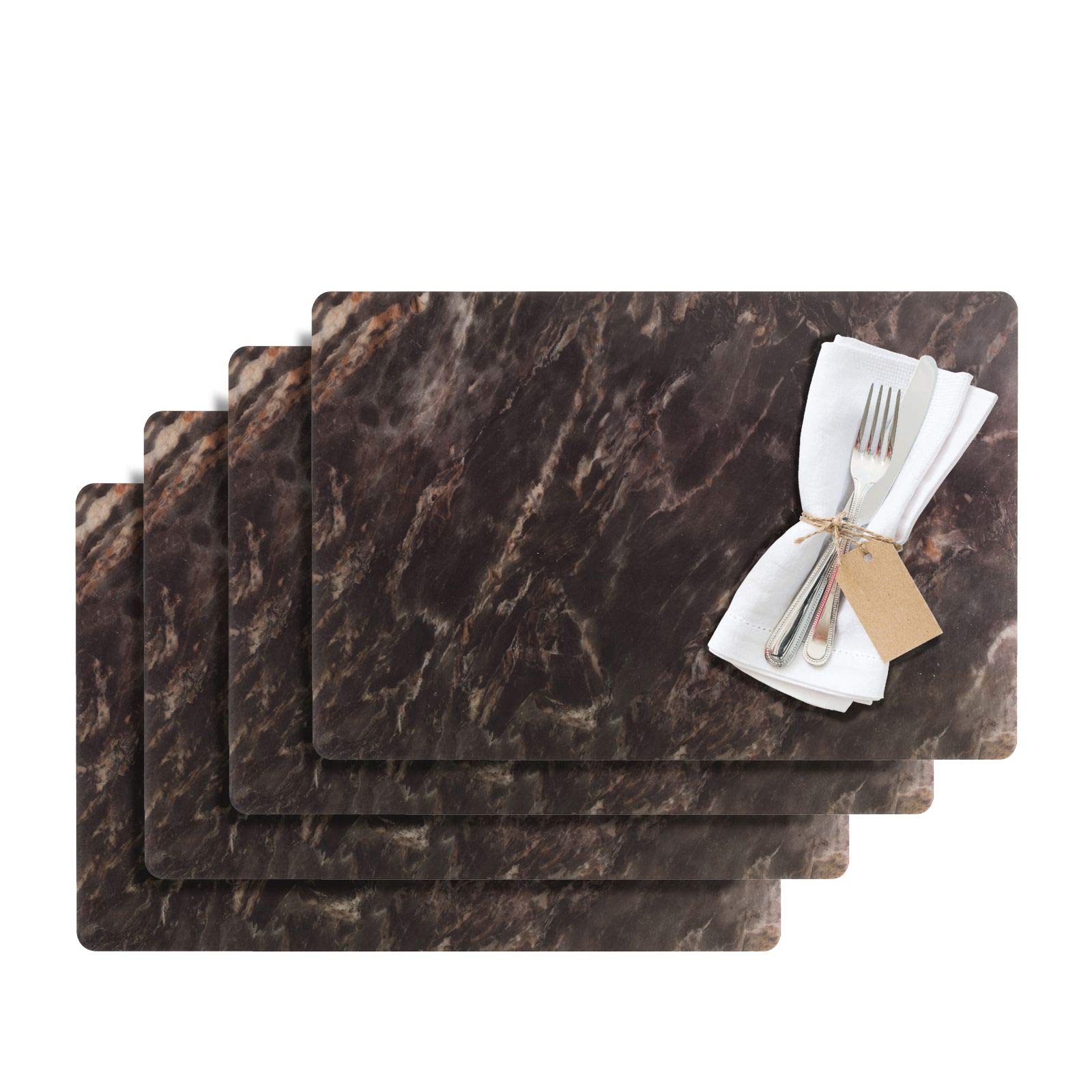 Westmark Placemats, 4 pieces, 43.5 x 30 cm, PET, Black, Saleen Edition: Marmor (Marble)