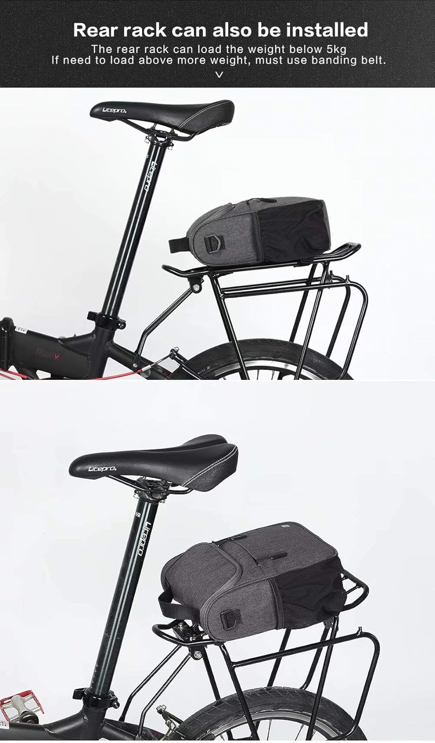Rhinowalk Bike Handlebar Bag Multifunction Bicycle Front Tube Bag with Shoulder Strap Raincover, Grey : Sports & Outdoors