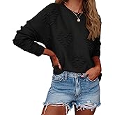 Tutorutor Womens Cute Heart Love Print Valentine Sweater Tops Oversized Crew Neck Dot Ball Loose Knitted Jumper Pullover