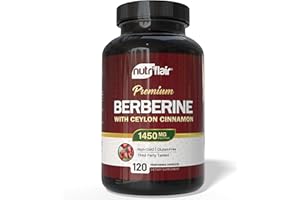 NutriFlair Berberine with Ceylon Cinnamon 1450mg Supplement – 120 Capsules | High Potency Formula with Berberine HCl & Organic Ceylon Cinnamon | Non-GMO, Vegan, Gluten-Free