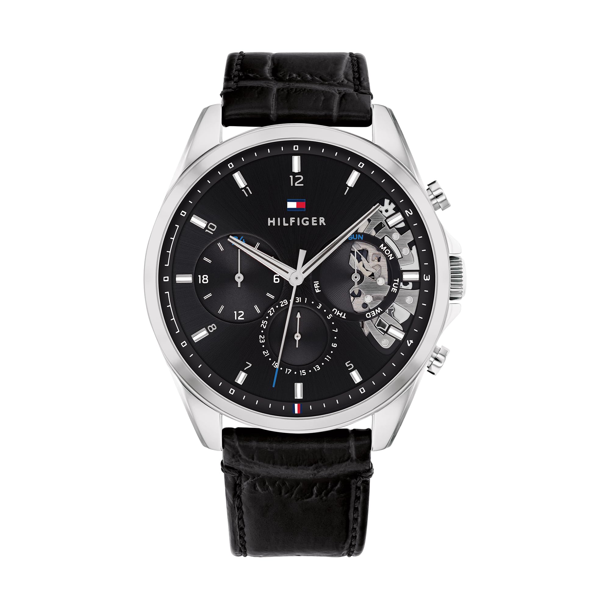 Tommy Hilfiger Analogue Multifunction Quartz Watch for Men with Black Leather Strap - 1710449
