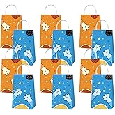 BOBORAT Blue Dog Pet-Themed Paper Gift Bags, 12 Pack, Blue and Orange Party Favor Bags with Handles, 8.3 x 4.7 inches