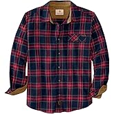 Legendary Whitetails Men’s Buck Camp Flannel Shirt, Long Sleeve Plaid Button Down Casual Shirt for Men with Corduroy Cuffs