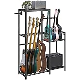 MAHANCRIS Guitar Stand, Multi-Guitar Rack, for Acoustic, Electric Guitar, Bass, Ukulele, Banjo, for 5 Guitars, Guitar AMP Sta