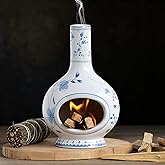 Ceramic Incense Holder Palo Santo Burner - Handmade Blue and White Porcelain Mini Chiminea for Ash Catching & Meditation Decor - Vintage Oriental Burner for Yoga Room Spiritual Gift