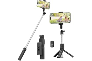 PPERFCOO Selfie Stick Tripod with Remote, Mini Phone Tripod Stand, 3 in 1 Portable Selfie Stick with iPhone 16 Pro Max/15/14 Pro/14/13, Samsung S22/ S23 Ultra/Android Smartphone (Black)