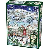 Cobble Hill 1000 Piece Puzzle - Village on a Winter Night - Sample Poster Included