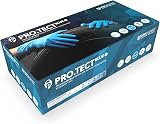UNIGLOVES PRO.TECT Blue Nitrile Gloves Large Box of 100 Extended Cuff view 2