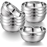 wutfuooo 8 Pack 24 oz Stainless Steel Bowls Double Walled Insulated Soup Ice Cream Metal Mixing Nesting Bowls for Serving Soup Rice Cereal
