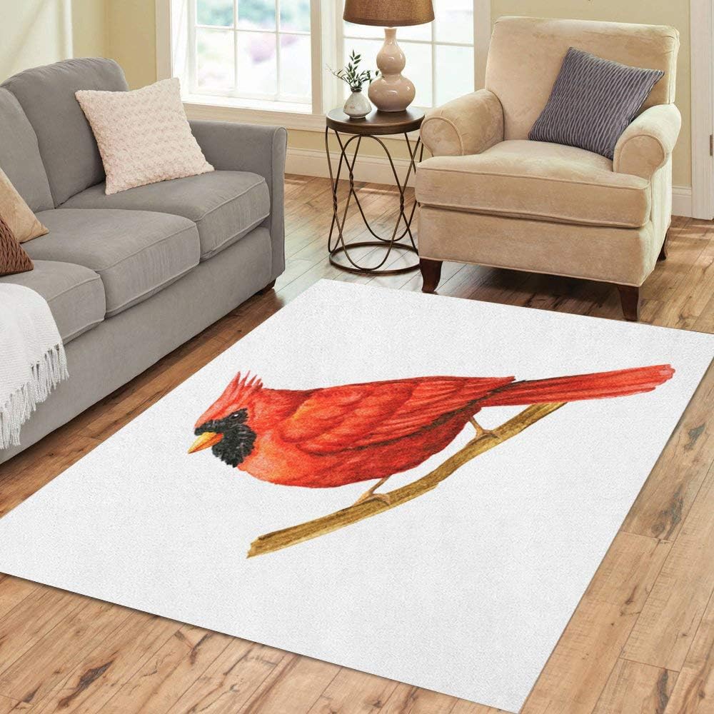 Semtomn Area Rug 3' X 5' Beak Red Bird Cardinal Winter