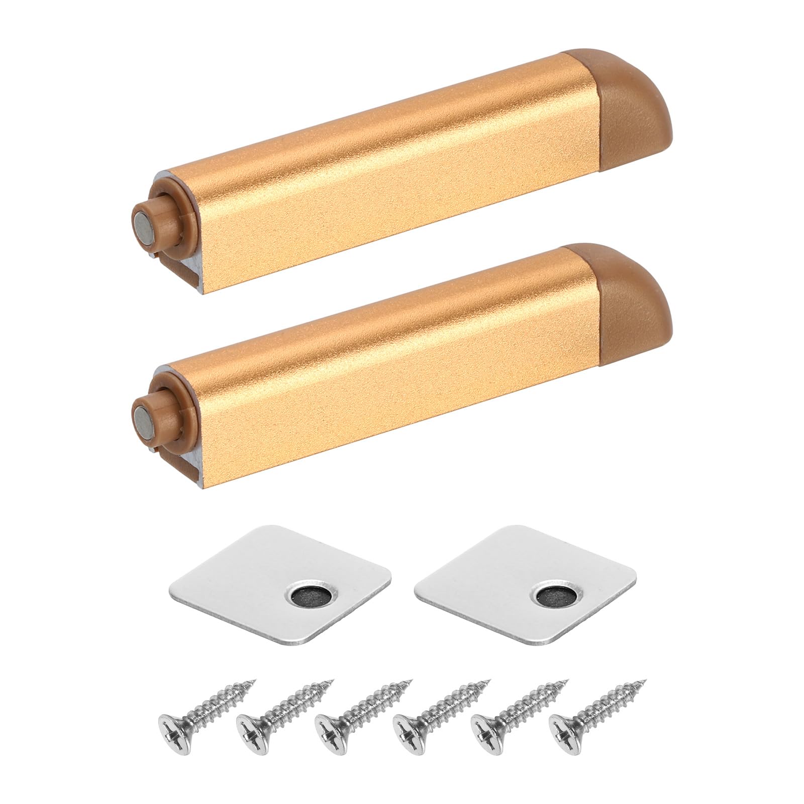 uxcell 2Pcs Push to Open Door Latch, Aluminum Alloy Magnetic Push Latches for Hidden Door, Cabinets, RV Drawers, Kitchen Cupboard, Gold