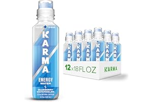 Karma Energy Drink – 12 Pack, Blueberry Watermelon Caffeinated Water with Cognizin® Nootropics, Vitamins & Immune Support, Low Calorie