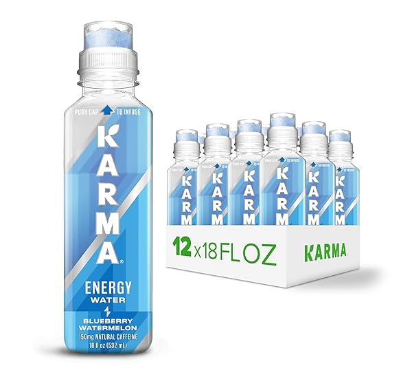 KARMA ENERGY DRINK Â€“ 12 PACK, BLUEBERRY WATERMELON CAFFEINATED WATER WITH COGNIZIN® NOOTROPICS, VITAMINS & IMMUNE SUPPORT, LOW CALORIE