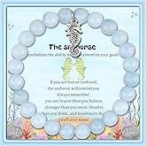 PARTNER Seahorse Inspirational Birthday Gifts for Women Best Friends Unique Gifts Natural Stone Beaded Bracelets for Women Agate Beaded Jewelry with Meaningful Message Card For Seahorse Lovers,Comes Packaged