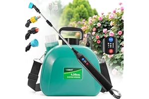 VAXMAY Battery Powered Sprayer 1.35 Gallon, 2025 New Electric Garden Sprayer with 3 Adjustable Speeds, Battery Indicator, 3 Mist Nozzles, Rechargeable Handle with 23.6" Retractable Wand & Shoulder Strap