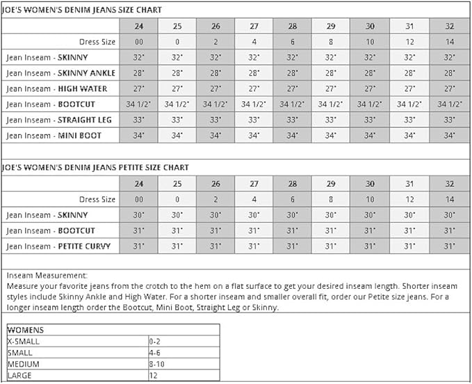 ag adriano goldschmied size chart