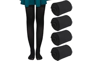 Guiqulai 4 Pairs Black Tights for Girls Microfiber Ballet Dance Tights for Stage Performances Dance Classes Daily Practice (1